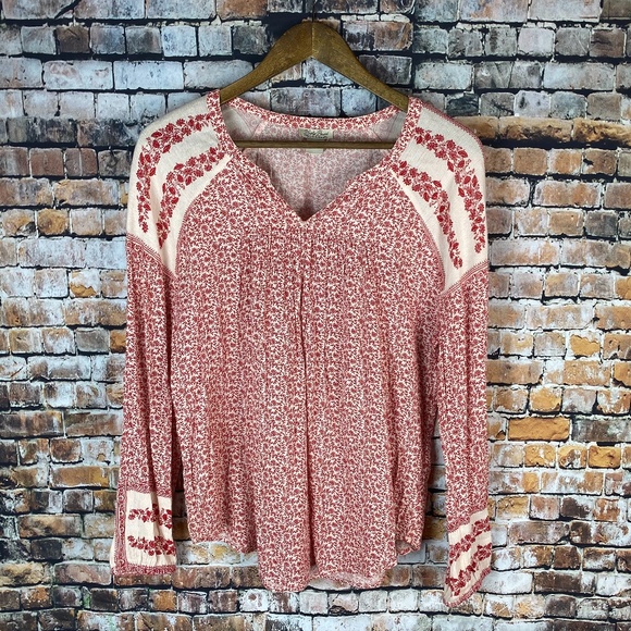 Lucky Brand Tops - Lucky Brand Long Sleeve Red & White Top